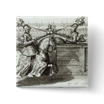 Jousting Tournament in a square Pinback Buttons