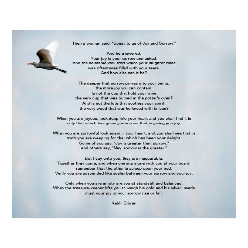 Joy and Sorrow by Kahlil Gibran print