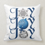 Joy (blue) Christmas Pillow