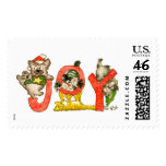 Joy Christmas Cartoon Kitten Cats Postage Stamp