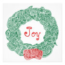 Joy Christmas Wreath Custom Announcement