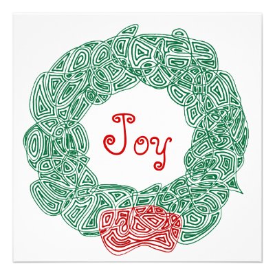 Joy Christmas Wreath Custom Announcement