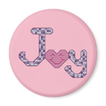 Joy Cross Stitch Magnet by ingasi Joy Cross Stitch Magnet