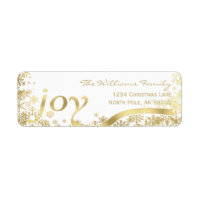 Joy Gold Snowflake Holiday Christmas Return Address Label