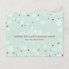 Joy Holiday Snowflakes Hearts Greeting Post Card