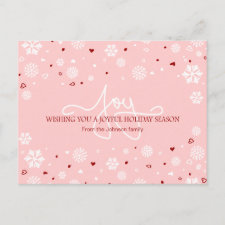 Joy Holiday Snowflakes Hearts Greeting V2 Postcards