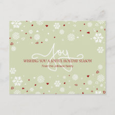 Joy Holiday Snowflakes Hearts Greeting V3 Post Cards
