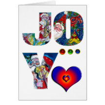 JOY LOVE  MUSICAL  XMAS PARTY / SANTA WITH VIOLIN GREETING CARDS