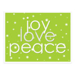 Joy Love Peace Green Holiday Postcard