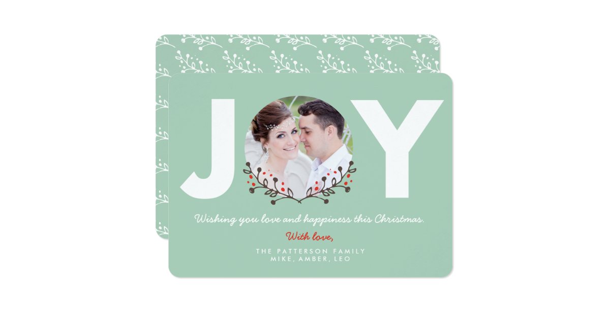 JOY Mint | Holiday Photo Card | Zazzle