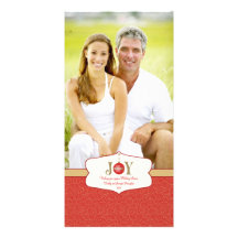 Joy ornament christmas customizable photo card