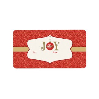Joy Ornament Christmas to from Gift Tag Label