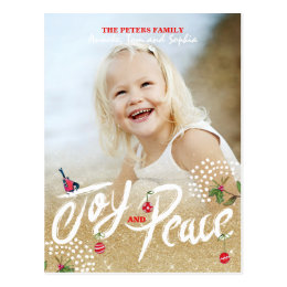 Joy Peace Gold Christmas | Holiday Photo Card Postcard