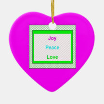 Joy Peace Love Hip Trendy Heart Ornament Pink