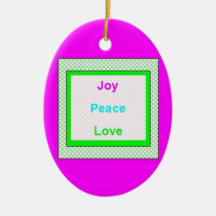 Joy Peace Love Hip Trendy Oval Ornament Pink