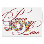 JOY Peace Love Spring Flowers Holiday Greetings Card