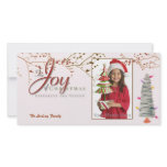 Joy pink christmas holiday photocard