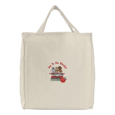 Joy To the World embroidered bags