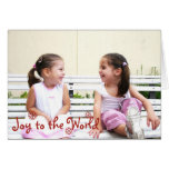 Joy to the world red snowflake christmas photo card