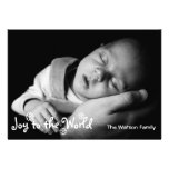 Joy to the world white snowflake christmas photo announcement