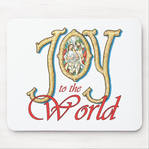 Joy to the World with Stained Glass Nativity Mouse Pad