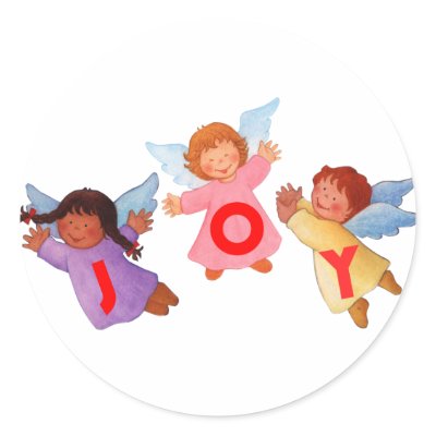 Joy with Angels Round Sticker