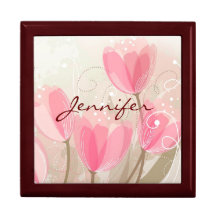 Joyero rosado de las flores de los tulipanes (el t caja de joyas