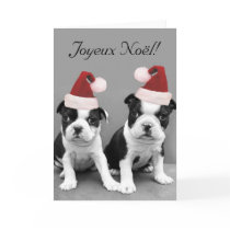 Joyeux Noël Boston Terriers greeting card