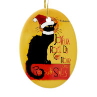 Joyeux Noël Du Chat Noir Double-Sided Oval Ceramic Christmas Ornament