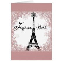 Joyeux Noël Eiffel Tower Paris Christmas Print Greeting Card