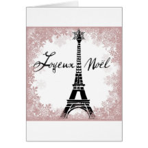 Joyeux Noël Eiffel Tower Paris Christmas Print Card