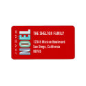 Joyeux Noel funky blue red chic Christmas address label