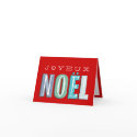Joyeux Noel funky blue red chic christmas holiday card