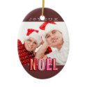Joyeux Noel funky pink red chic christmas holiday ornament