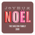 Joyeux Noel funky pink red chic christmas holiday sticker