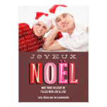 Joyeux Noel funky pink red chic Christmas photo Invitations