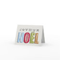 Joyeux Noel funky red green blue christmas holiday card