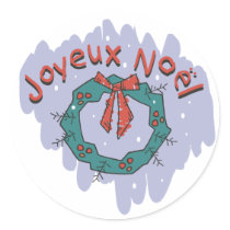 Joyeux Noel Holly Wreath stickers