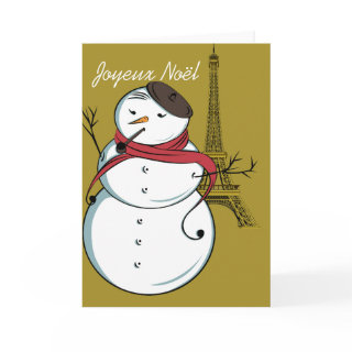 Joyeux Noël Snowman Greeting Cards