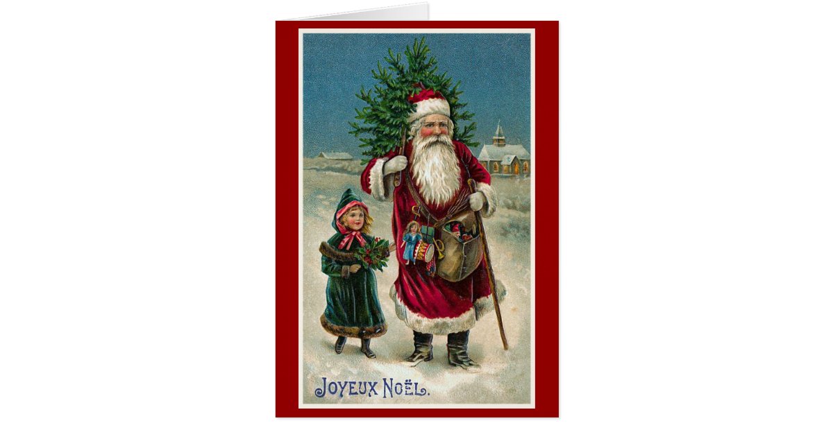 &quot;Joyeux Noel&quot; Vintage French Christmas Card | Zazzle