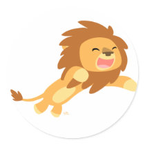 Joyful Cartoon Lion round sticker
