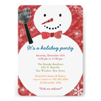 Joyful Cute Snowman Holiday Party Flat Invitations