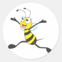 Joyful Female Bee Round Stickers