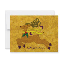 Joyful Reindeer Invitation in Gold