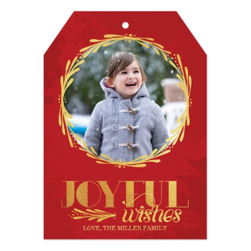 Joyful Wishes Gold Holiday 5x7 Paper Invitation Card