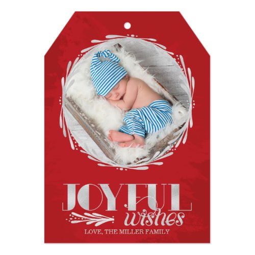 Joyful Wishes Silver Holiday 5x7 Paper Invitation Card