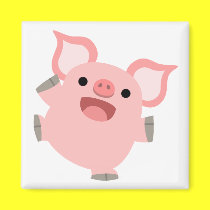 Joyous Cartoon Pig Magnet by Lioness_Graphics Joyous Cartoon Pig Magnet