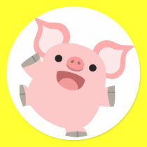 Joyous Cartoon Pig Sticker by Lioness_Graphics Joyous Cartoon Pig Sticker