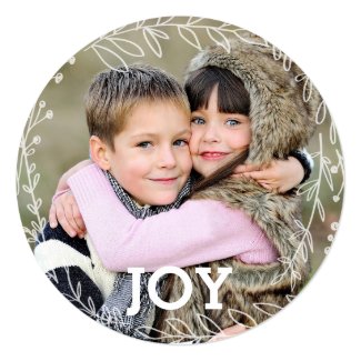 Joyous Laurel Wreath Holiday Photo Christmas Card
