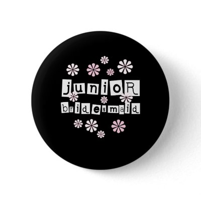 Jr. Bridesmaid White on Black Button